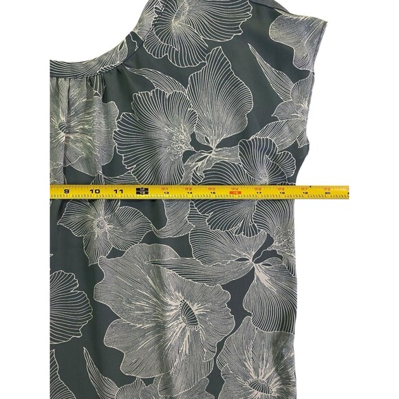 LOFT OUTLET Ann Taylor Top Women’s Floral Print Tunic Grey White Blouse Size XS - Picture 6 of 10